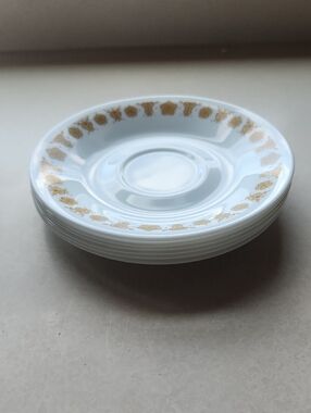 Vintage Corelle 6" Saucer Plates Butterfly Gold Set Of 6
